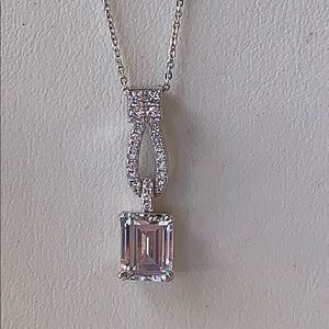 Large Emerald Cut cubic zirconia pendant